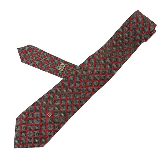 CELINE - Red Dark Gray Beige Men's Tie 93-081325 - Picture 1 of 3